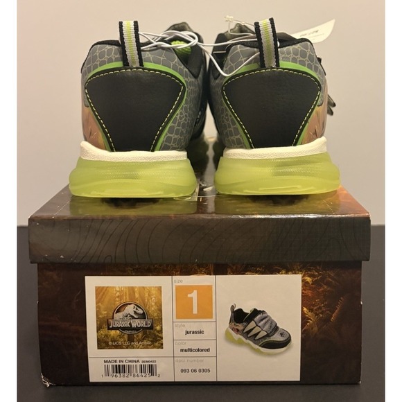 Jurassic World Toddler Boys Athletic Light-up Sneakers Multicolor T. Rex Youth 1 - Picture 6 of 16